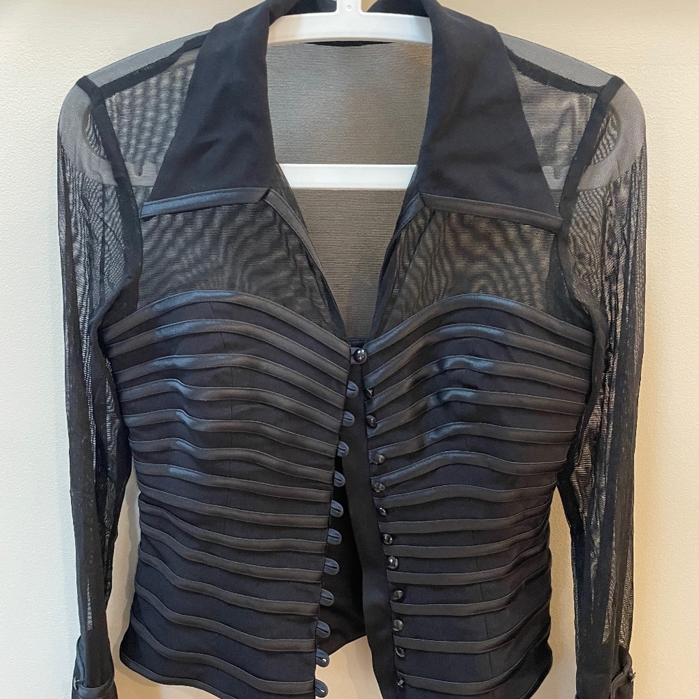 Black mesh blouse, size medium, Cartise International